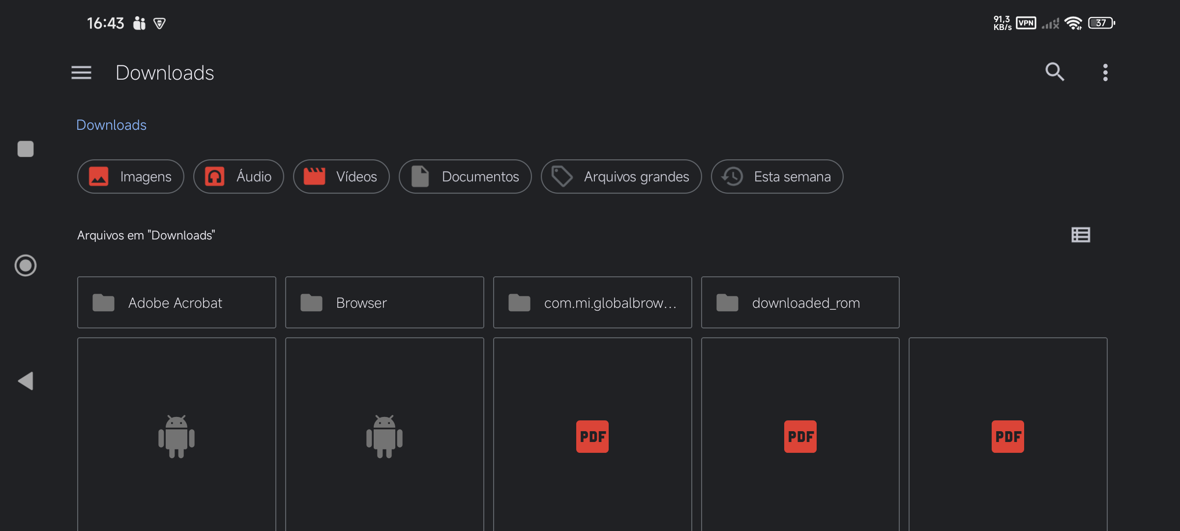Arquivo do aplicativo na pasta Downloads
